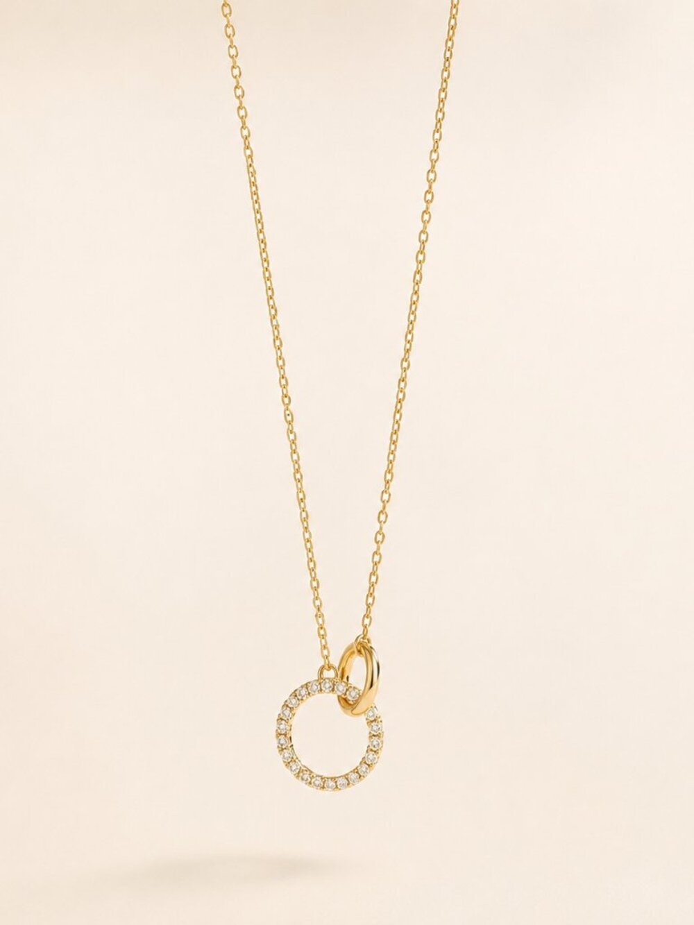 Aura – Gold Crystal Circle Pendant Necklace  Tarnish Resistant, Stainless Steel